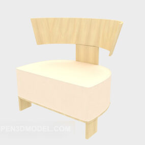 Simple Solid Wood Lounge Chair Stool 3d model