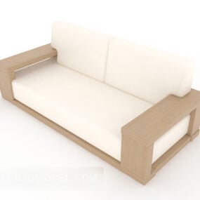 Modelo 3d de sofá simples de madeira maciça