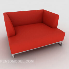 Sofá individual cuadrado rojo simple modelo 3d