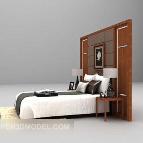 مدل سه بعدی دکور دیوار پشت تخت خواب ساده
