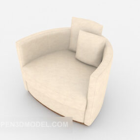 Simple Style Beige Leather Single Sofa 3d model