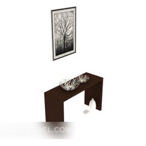 Mueble de recibidor de madera maciza de estilo simple modelo 3d