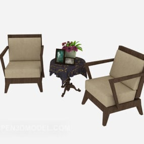 साधारण चाय की मेज और कुर्सी सेट 3डी मॉडल