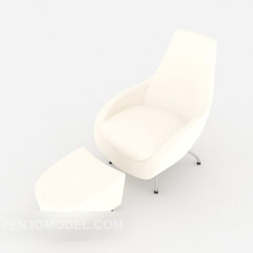 Simple White Casual Chair 3d model