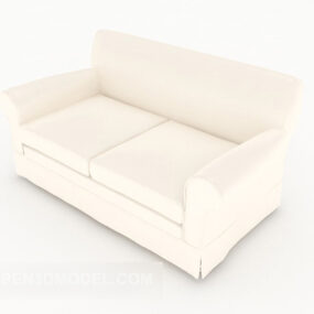 Simple White Double Sofa 3d model