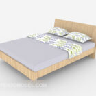 Simple Wood Blue Double Bed