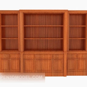 Librería grande de madera simple modelo 3d