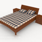 Simple Wood Plaid Double Bed