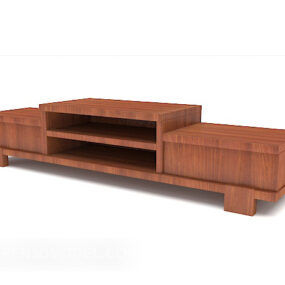 Simple Red Wooden Tv Cabinet 3d model