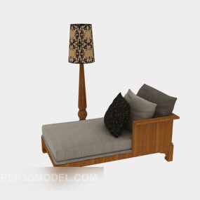 Simple Wooden Sofa Lounge Chair 3d model