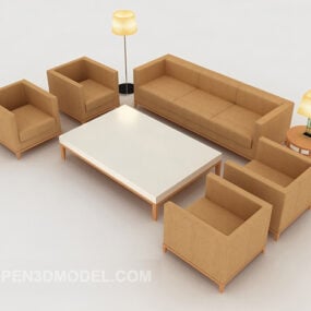 Model 3d Set Sofa Kuning Sederhana