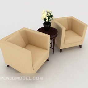 Simple Yellow Single Sofa V1 3d model