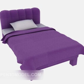 싱글 침대 보라색 색상 3d 모델