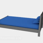Single Bed Furniture With Blue Blanket