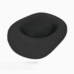 Sofá individual negro con forma de bolsa redonda modelo 3d