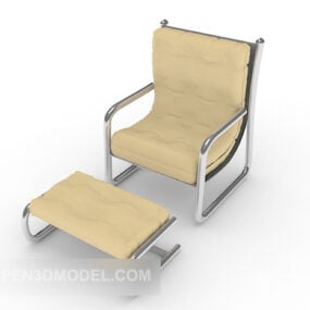 Single Modern Lounge Chair Beige Læder 3d model
