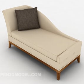 Single Lounge Sofa Beige Leather 3d model