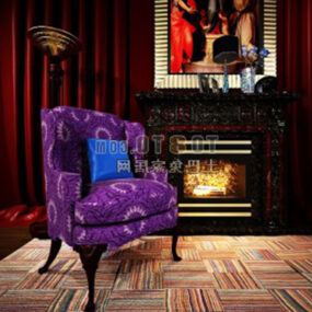 Single Sofa In Dark Room 3d model