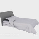 Single Wooden Bed White Blanket