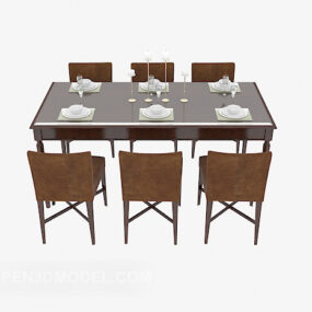 Six-person Family Table 3d model