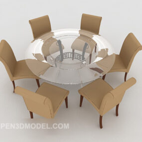 3D model kombinace stolu a židlí pro šest osob