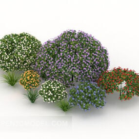 Modelo 3d de arbustos de bico de flor