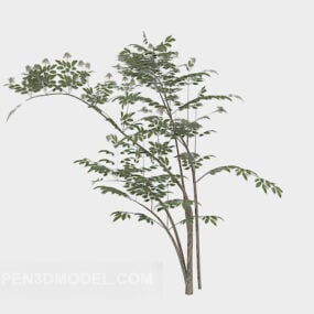 Modelo 3d de árbol de rama verde delgado