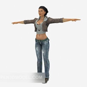 Personnage Slim Lady modèle 3D
