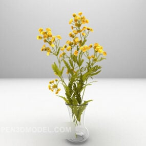 3д модель маленького цветка хризантемы в горшке