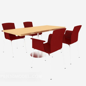 Small Conference Table Chair Set 3d model