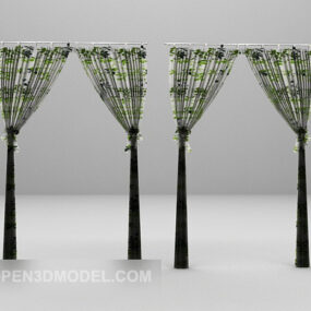 modelo 3d de móveis com cortina de flores