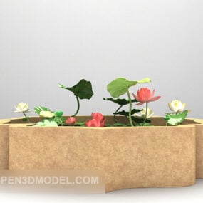 Modelo 3D de decoração de pequeno lago de lótus