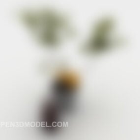 Kleines 3D-Modell im Topf eines Orangenbaums