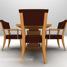 Small Square Table With Wood Chair 3d model