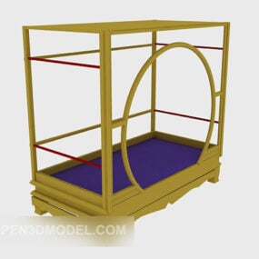 Small Wood Bed 3d model