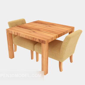 Small Wood Square Table 3d model