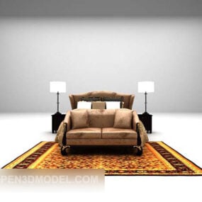 Sofa Bed Leather With Carpet Combination 3d model
