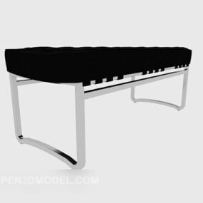 3д модель дивана-скамьи черного кожаного верха
