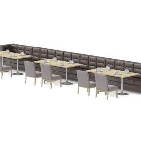 Kombinasi Meja Dan Kursi Sofa Restoran model 3d