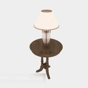 Table Lamp With Wood Side Table 3d model