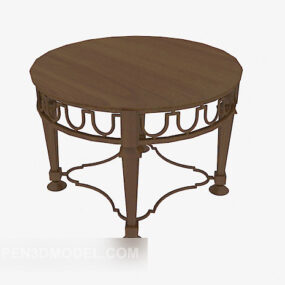 Small Round Table Solid Wood 3d model