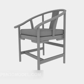 Solid Wood Chinese Armrest Dining Chair 3d model