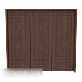 Solid Wood Chinese Screen Wall 3d model