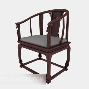 3д модель кресла из массива дерева в китайском стиле