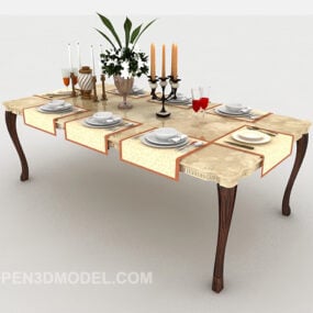 Solid Wood European Table 3d model