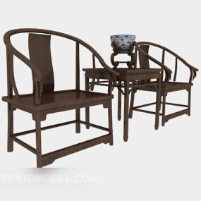 Πολυθρόνα από μασίφ ξύλο 3d μοντέλο