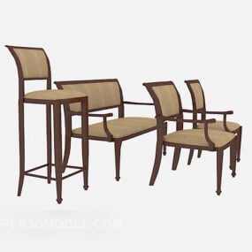 3D-Modell der Sesselkollektion aus Massivholz
