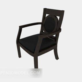 Krzesło do jadalni z podłokietnikiem z litego drewna Model 3D
