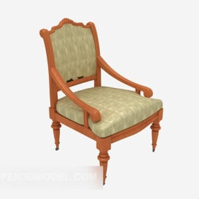 Solid Wood Armrest Lounge Chair 3d model