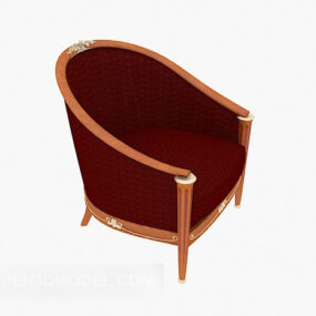 Solid Wood Armrest Sofa Chair 3d model